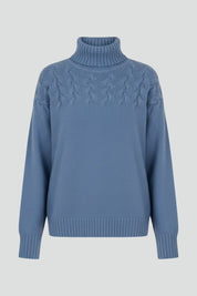 Beatriz | Camisola de Malha Gola Alta Mulher Padrão Cable Knit