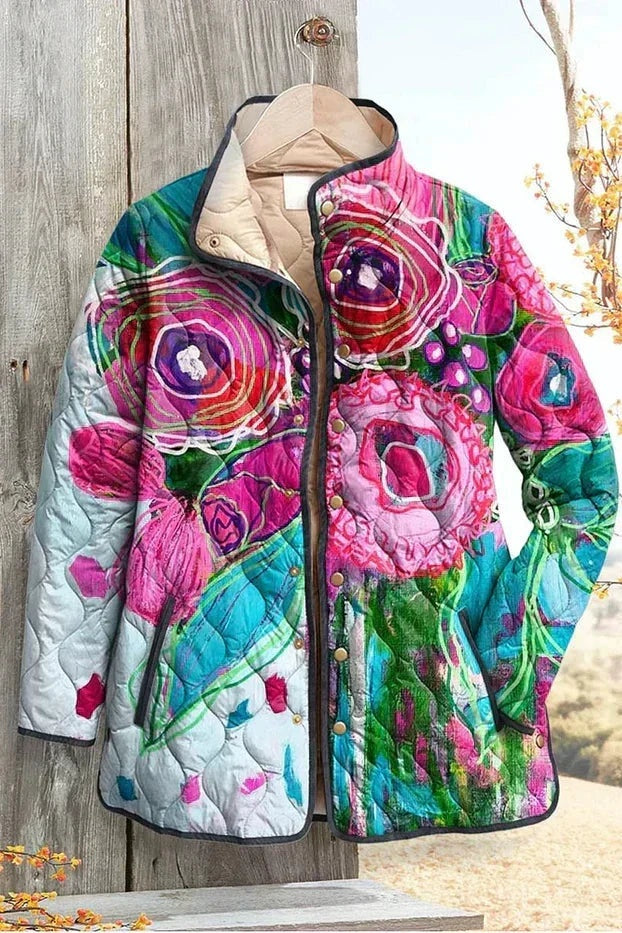 Beatriz | Casaco Acolchoado Estampado Floral Mulher Patchwork
