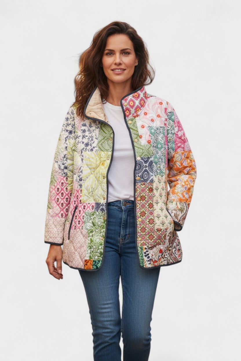 Beatriz | Casaco Acolchoado Estampado Floral Mulher Patchwork