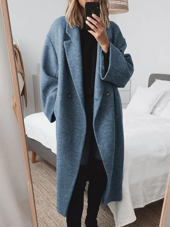 Beatriz | Casaco Comprido de Fazenda Mulher Oversize Duplo Botão
