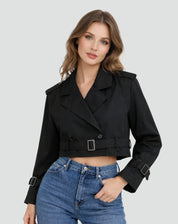 Beatriz | Trench Coat Curto Mulher Duplo Abotoamento com Cinto