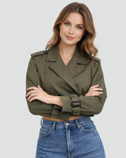 Beatriz | Trench Coat Curto Mulher Duplo Abotoamento com Cinto