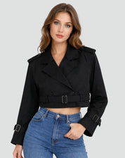 Beatriz | Trench Coat Curto Mulher Duplo Abotoamento com Cinto