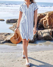 Martine | Vestido camisa listrado elegante para Mulher