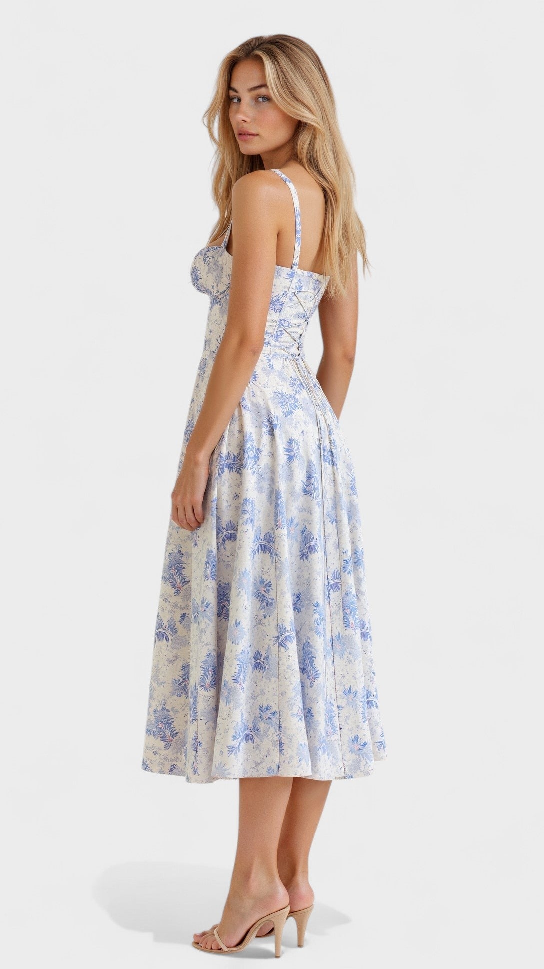 Carolina - Vestido Floral com Corpete Ajustado