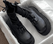 Inês | Botas Militares Mulher Plataforma com Atacadores e Fivelas