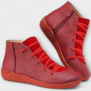 Isabela | Botas Elegantes em Caramelo e Vermelho, do 34 ao 43