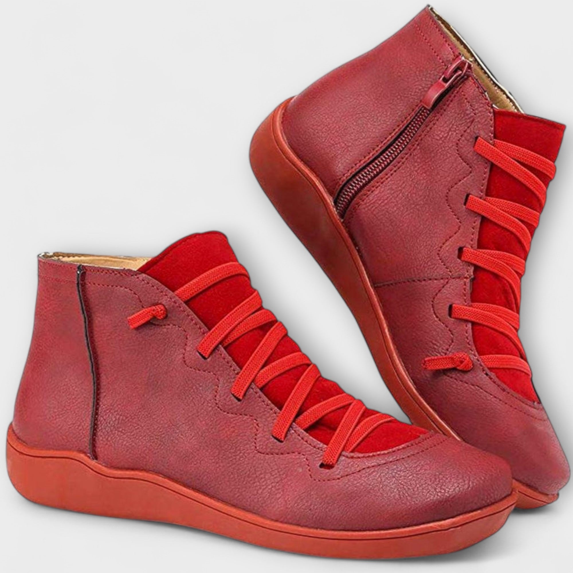 Isabela | Botas Elegantes em Caramelo e Vermelho, do 34 ao 43