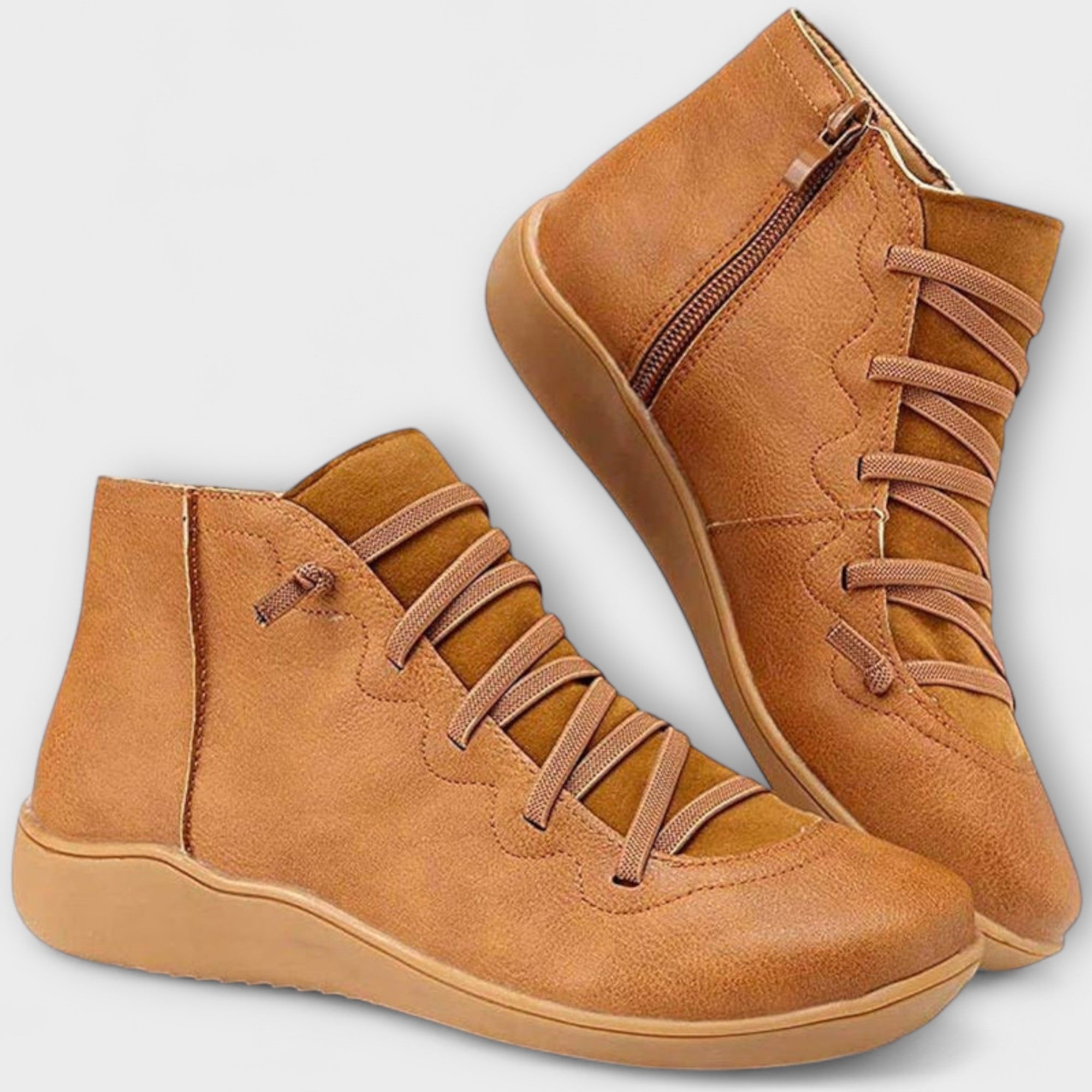 Isabela | Botas Elegantes em Caramelo e Vermelho, do 34 ao 43