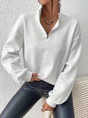 Bruna | Camisola com Fecho Mulher Quarter Zip Textura Waffle