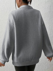 Bruna | Camisola com Fecho Mulher Quarter Zip Textura Waffle