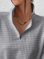 Bruna | Camisola com Fecho Mulher Quarter Zip Textura Waffle