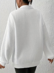 Bruna | Camisola com Fecho Mulher Quarter Zip Textura Waffle