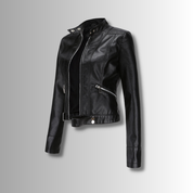 Bruna | Casaco Polipele Mulher Biker Curto Fecho Zip
