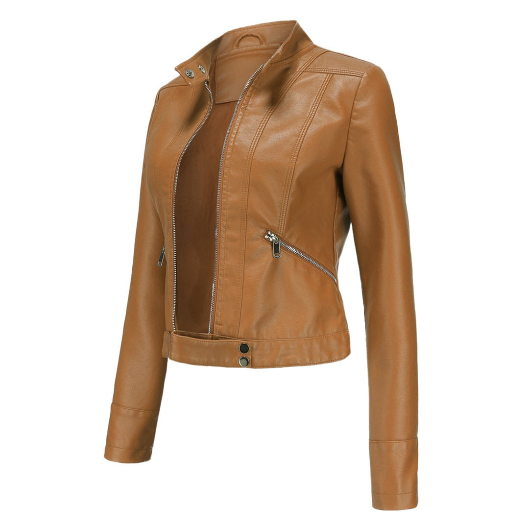 Bruna | Casaco Polipele Mulher Biker Curto Fecho Zip