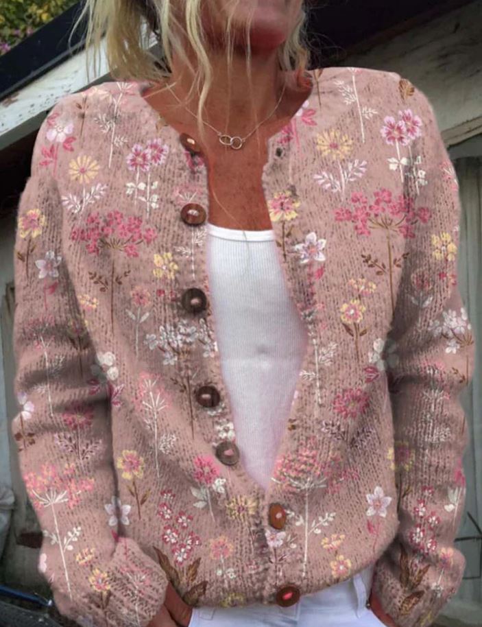 Hebe | Cardigan elegante com estampa floral