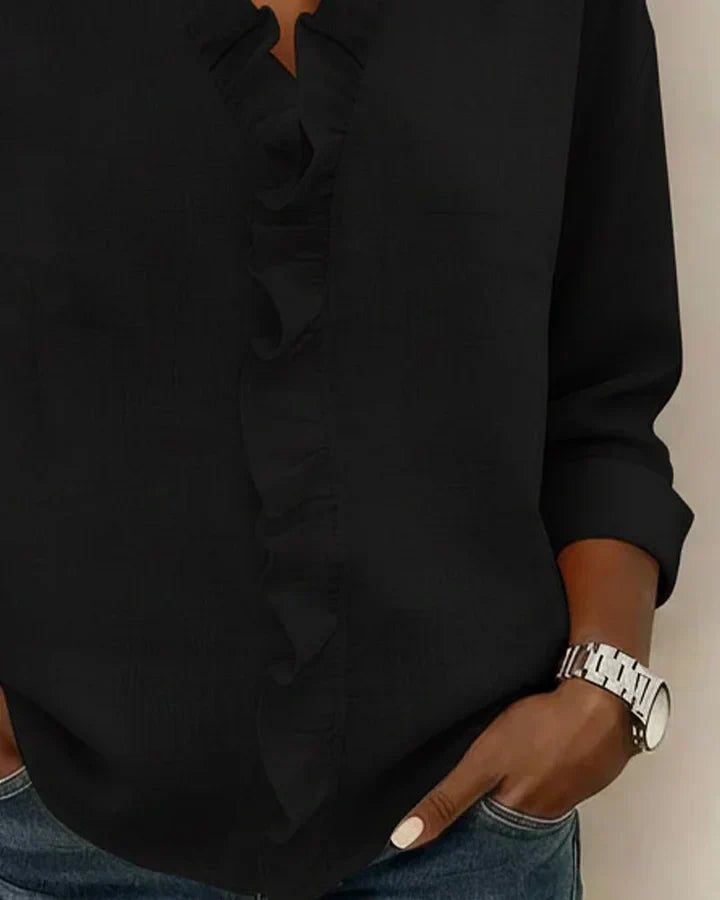 Indie · Blusa de Mulher com volantes e decote em V