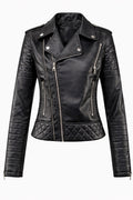 Carla | Casaco Couro Mulher Biker Polipele Acolchoada