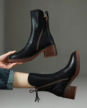 Carla | Chelsea Boots Mulher de Couro Salto Bloco