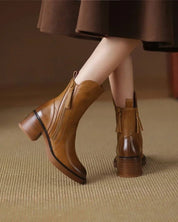 Carla | Chelsea Boots Mulher de Couro Salto Bloco