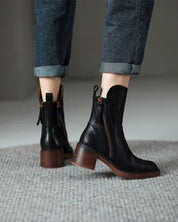 Carla | Chelsea Boots Mulher de Couro Salto Bloco