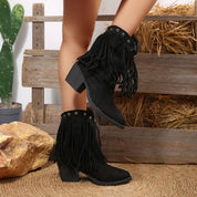 Carminho | Botins Cowboy de Camurça Mulher Franjas e Rebites