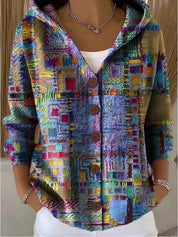 Carminho | Cardigan com Capuz Mulher Estampado Botões Manga Comprida