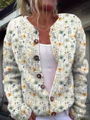 Carolina | Cardigã Estampado Floral Mulher Manga Longa Botões