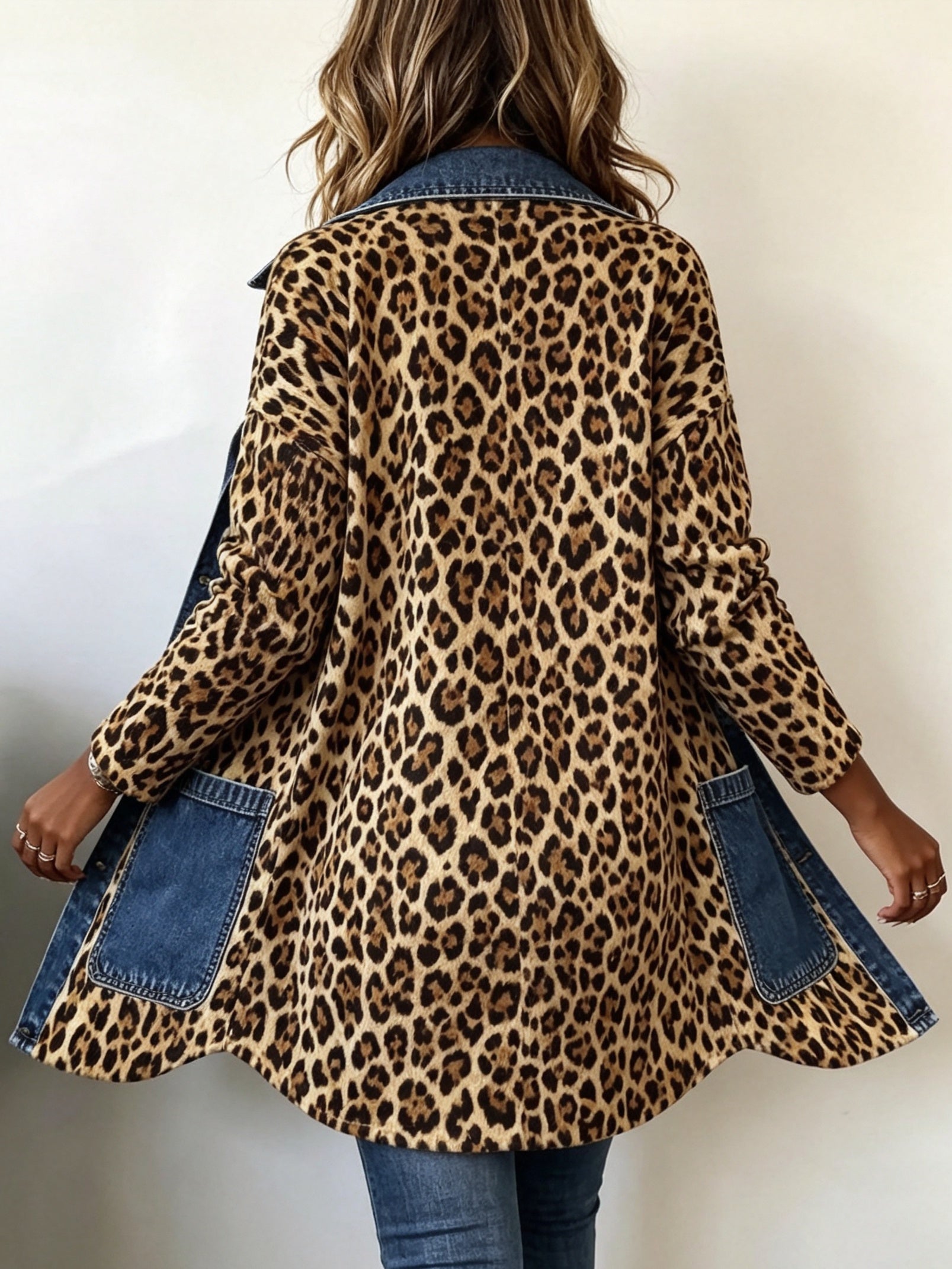 Carolina | Casaco Ganga Estampado Leopardo Mulher Manga Comprida