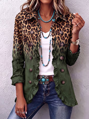Carolina | Casaco Ganga Estampado Leopardo Mulher Manga Comprida