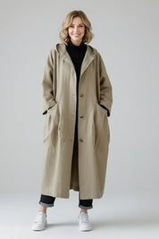 Carolina | Trench Coat Oversize Mulher com Capuz e Bolsos