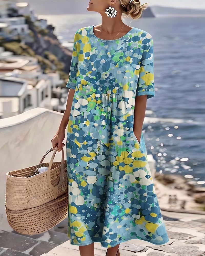 Elena | Vestido midi floral solto e leve para Mulher