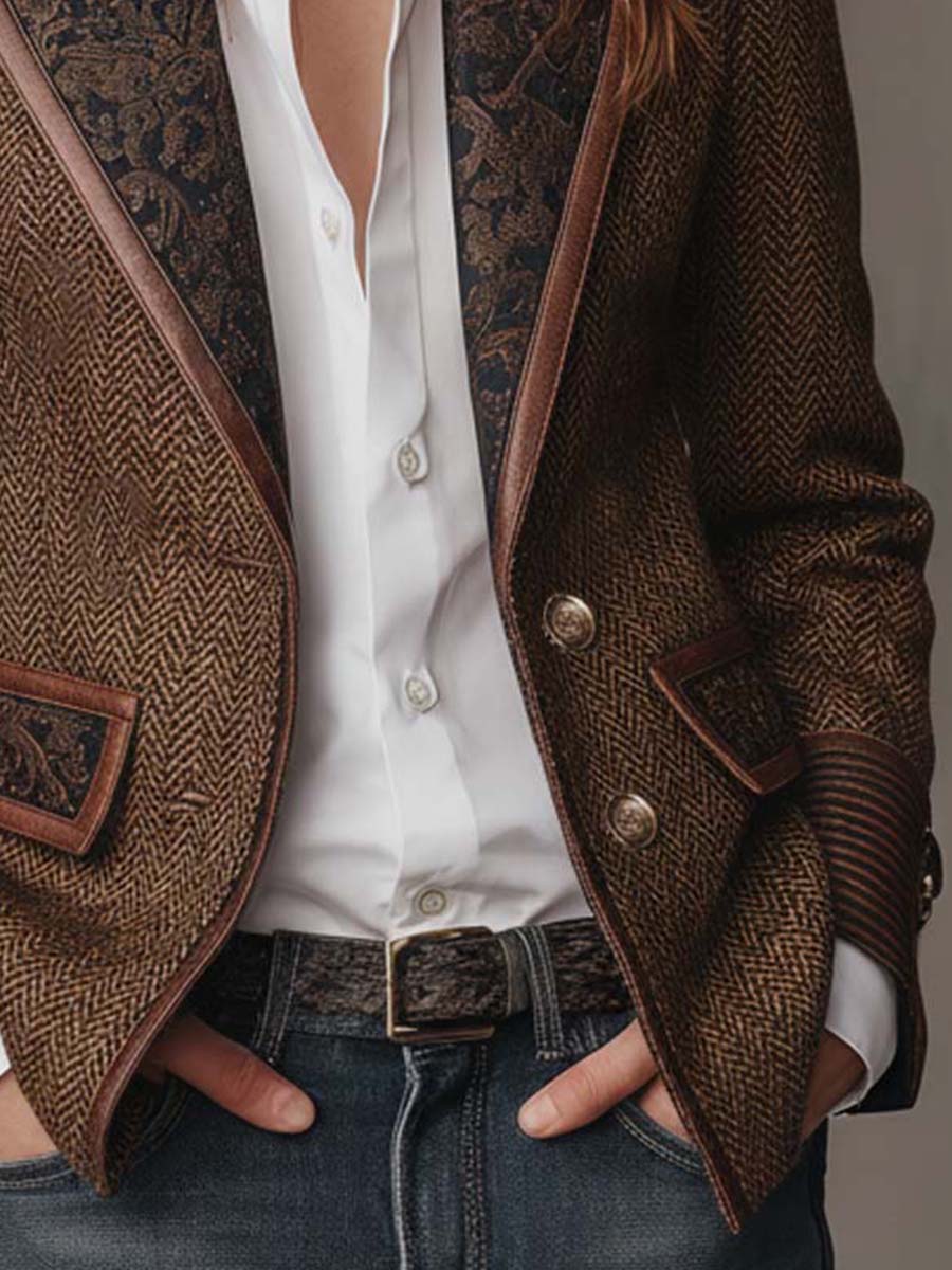 Gisèle | Blazer com Apliques de Chevron Impresso para Mulher