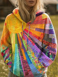 Cláudia | Hoodie Patchwork Mulher com Capuz Estampado