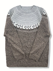 Constança | Camisola de Lã Mulher Padrão Jacquard Ovelhas