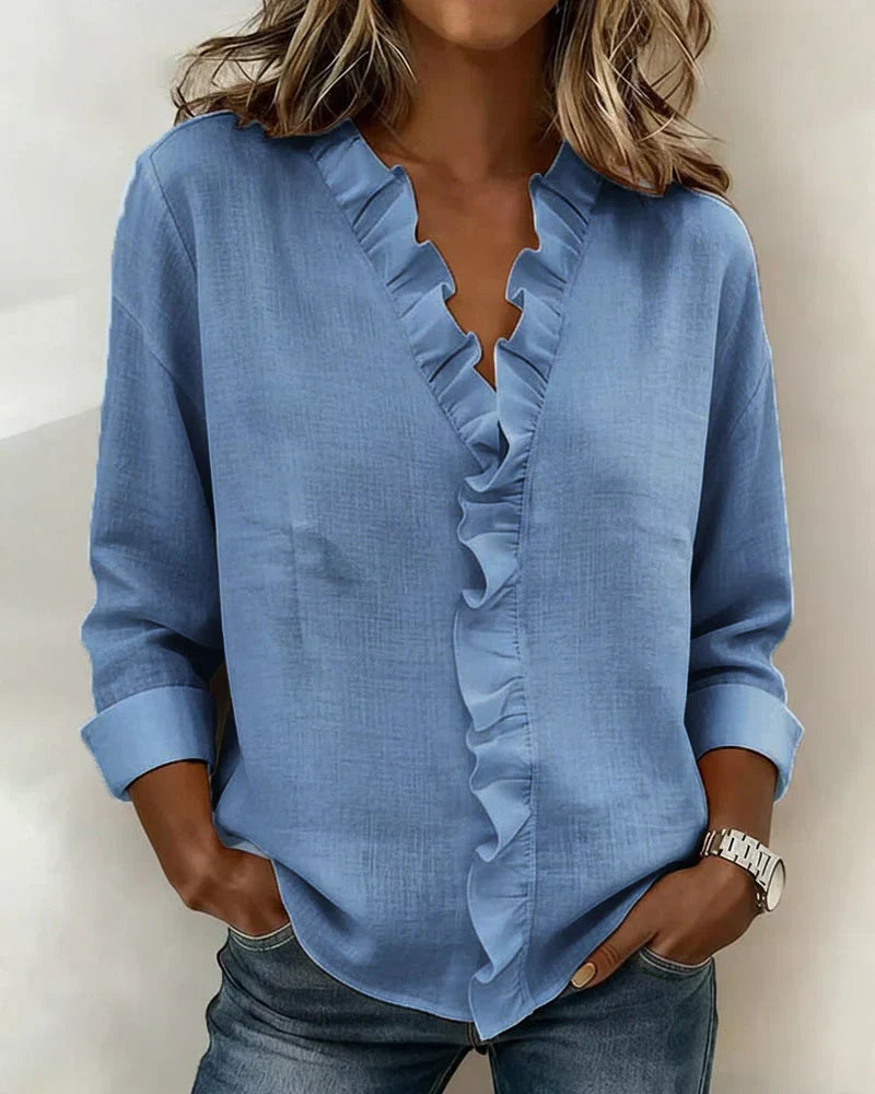 Indie · Blusa de Mulher com volantes e decote em V