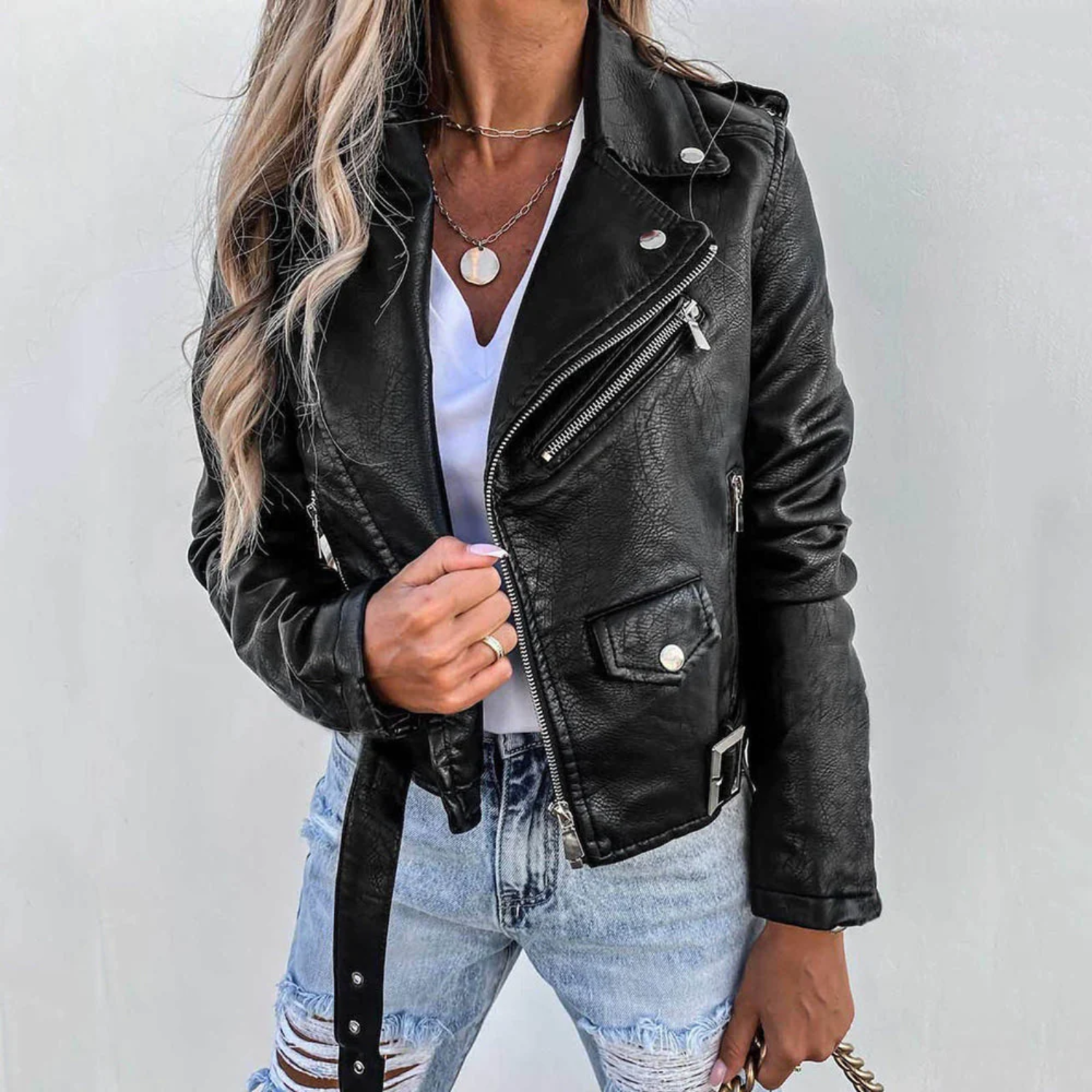 Daniela | Blusão Biker de Polipele Mulher Zíper Diagonal