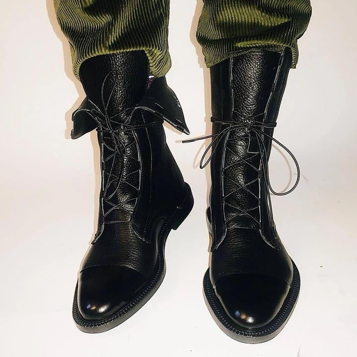 Diana | Botas Militares de Couro Mulher com Atacadores