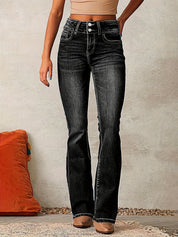 Diana | Jeans Cintura Alta Mulher Perna Boca de Sino