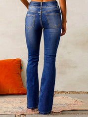 Diana | Jeans Cintura Alta Mulher Perna Boca de Sino