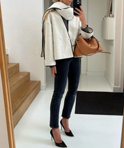 Isabella - Casaco curto de estilo minimalista francês com cachecol