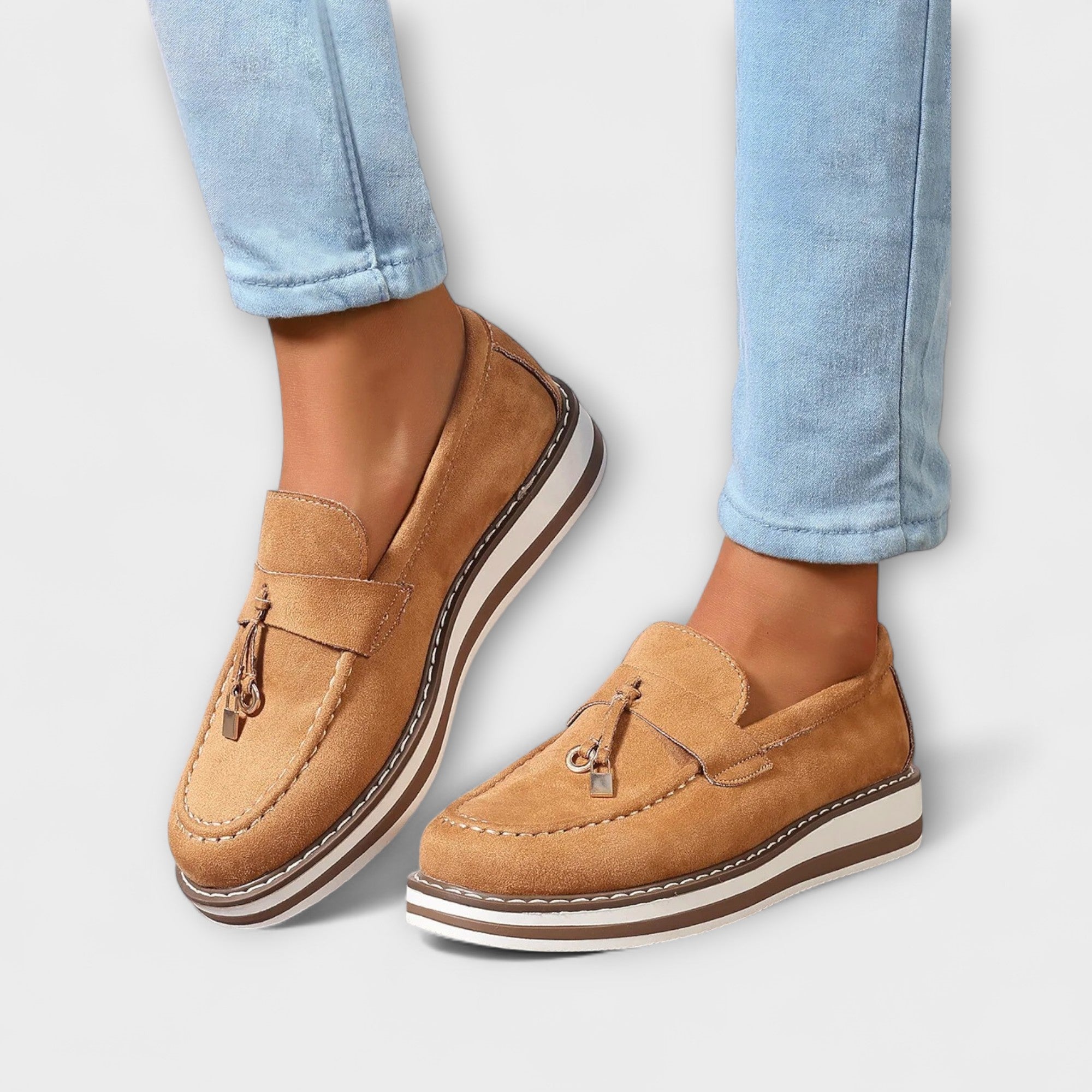 Inês | Mocassins Casuais em Cor-de-Rosa e Caramelo, do 35 ao 41