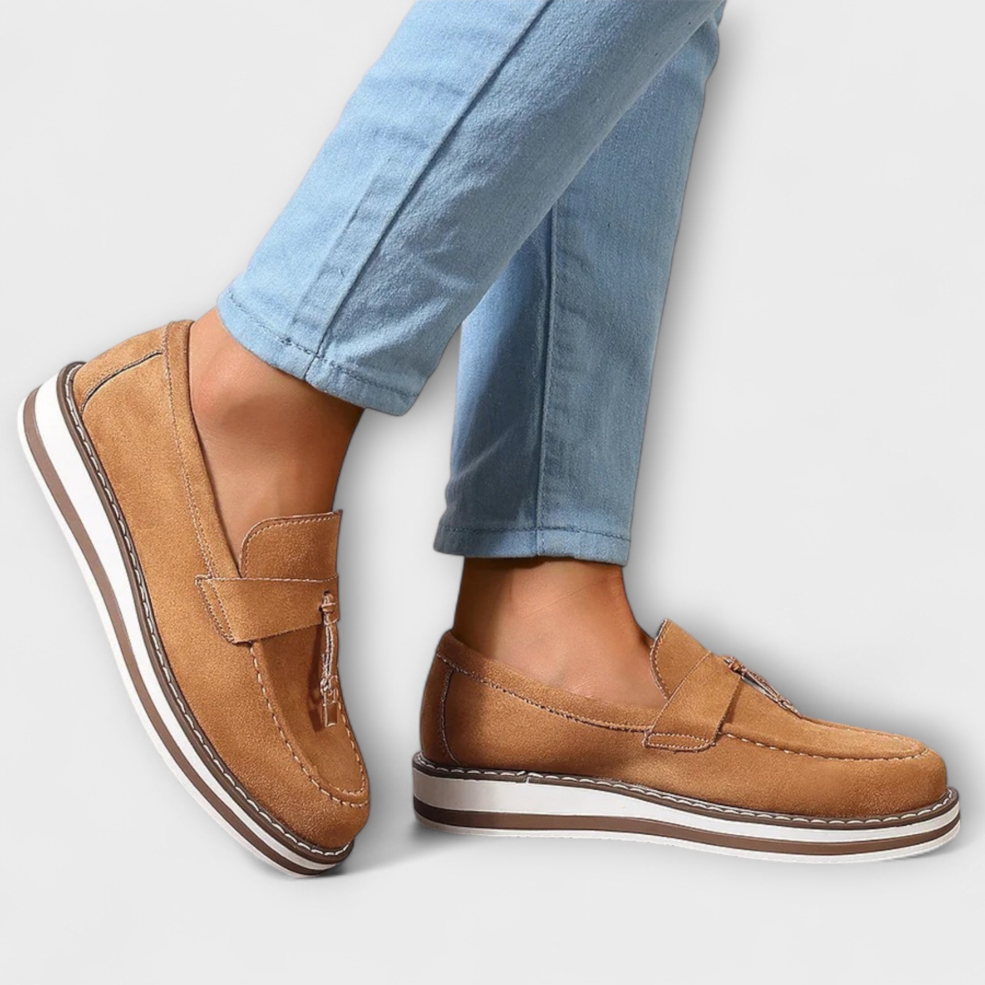 Inês | Mocassins Casuais em Cor-de-Rosa e Caramelo, do 35 ao 41