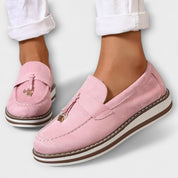 Inês | Mocassins Casuais em Cor-de-Rosa e Caramelo, do 35 ao 41