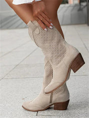 Dulce | Botas Cowboy Mulher Rasas Perfuradas Cano Médio