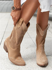 Dulce | Botas Cowboy Mulher Rasas Perfuradas Cano Médio