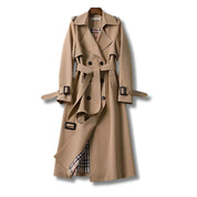 Dulce | Trench Coat Comprido Mulher Cinto e Forro Xadrez