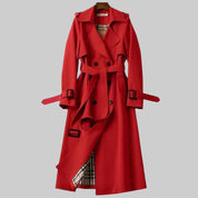 Dulce | Trench Coat Comprido Mulher Cinto e Forro Xadrez