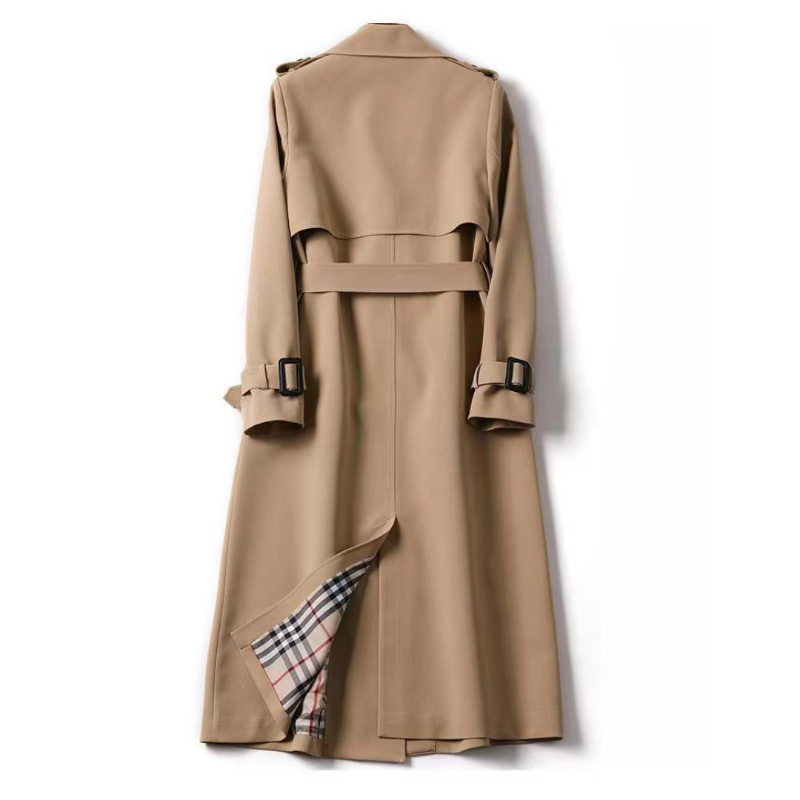 Dulce | Trench Coat Comprido Mulher Cinto e Forro Xadrez