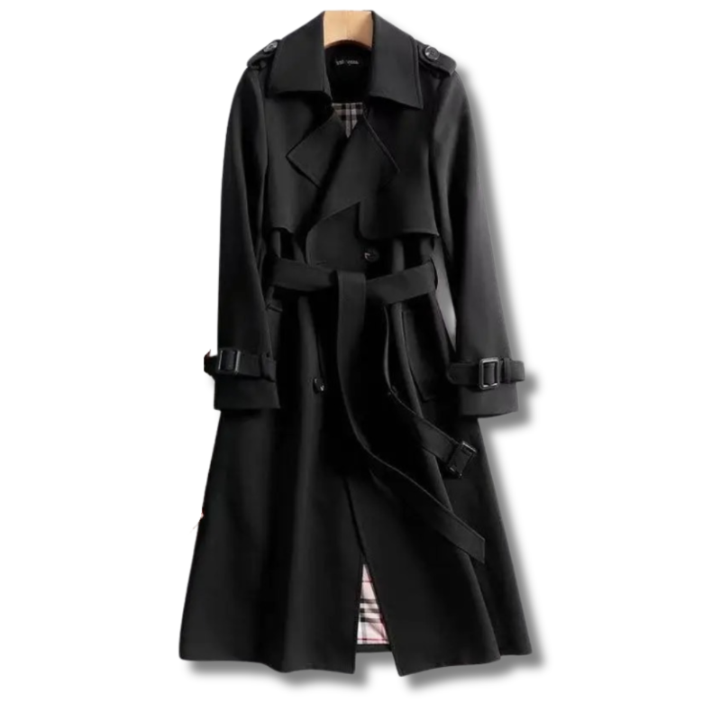 Dulce | Trench Coat Comprido Mulher Cinto e Forro Xadrez
